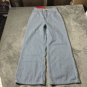 Imperfects Pants Womens Size 25  Wide Leg Ankle Hickory Striped Blue
